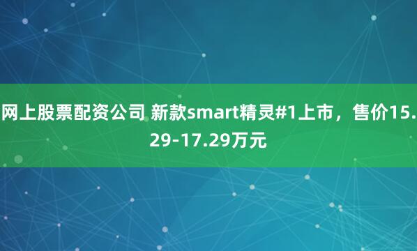 网上股票配资公司 新款smart精灵#1上市，售价15.29-17.29万元